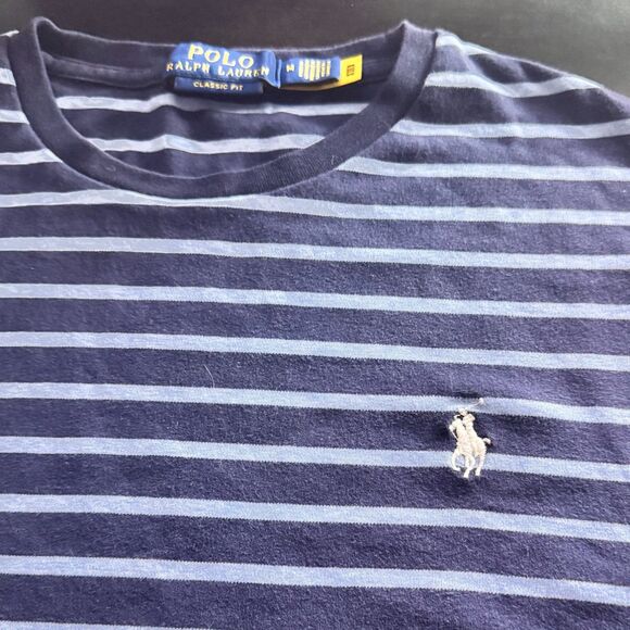 Polo Ralph Lauren Classic Fit Striped T-Shirt Navy Blue Size M - Picture 10 of 10